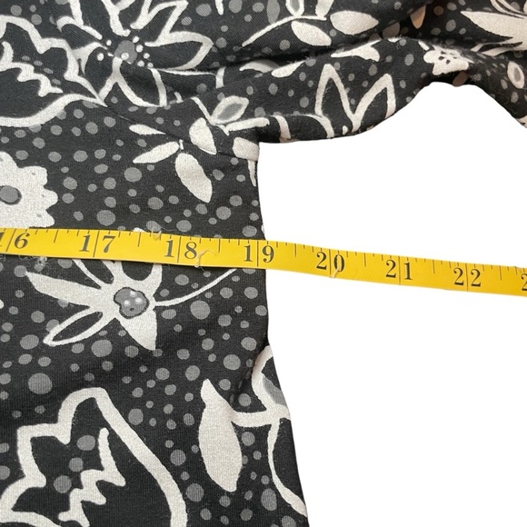 J. Jill Shirt Dress Small Black Floral Print Button Front Stretch Cotton Knit - Picture 8 of 10